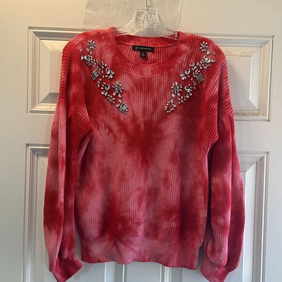 Bejeweled Red Tie-Dye Sweater By INC International Concepts Size PM - Picture 5 of 10
